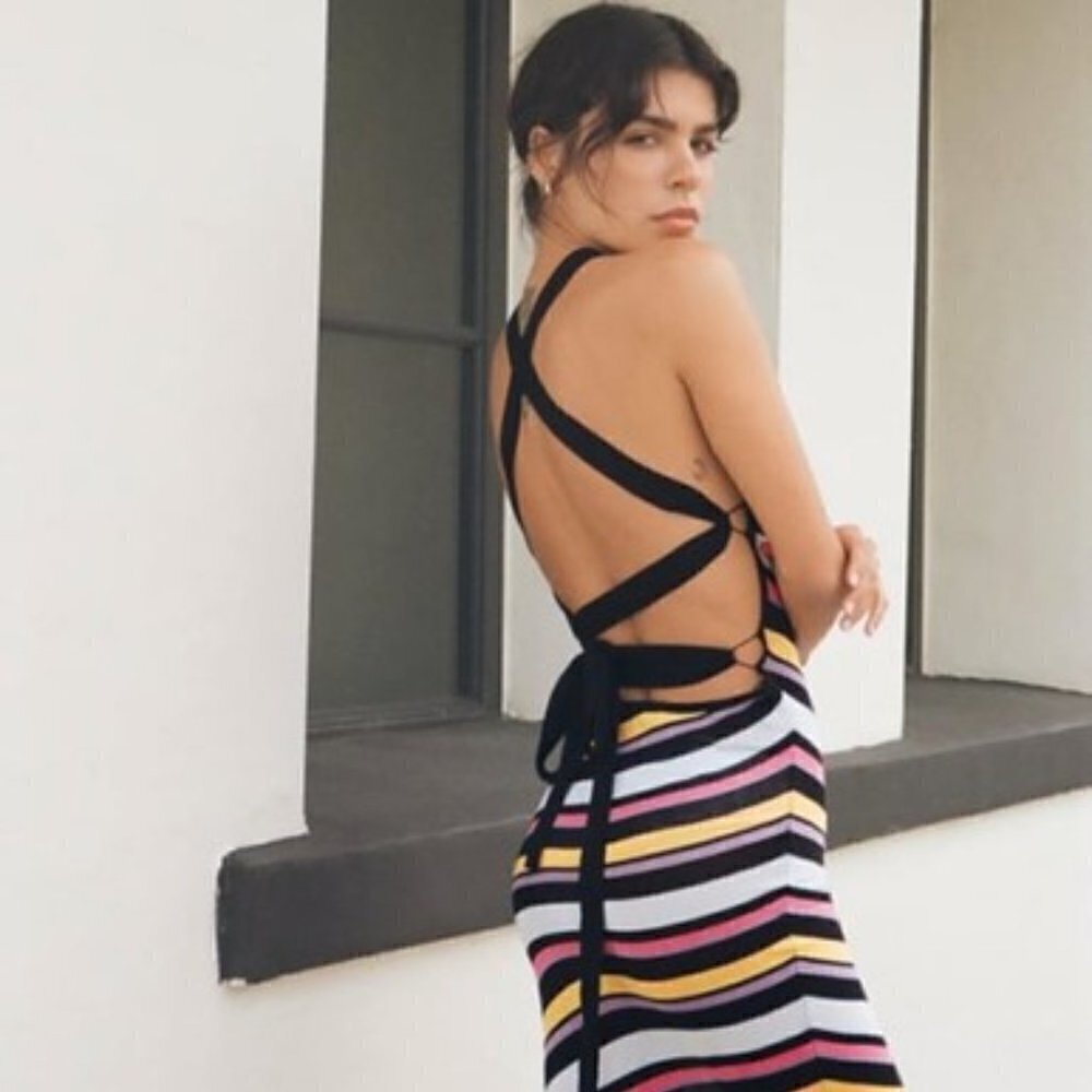 Zara - Diagonal Striped Colourful Knit Dressββββββββββββ